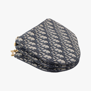 Pre-owned Christian Dior Saddle Navy×Gray Jacquard shoulderbag | stylenewstar