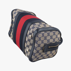 Secondhand Gucci Sherry Line navy×red×beige Canvas×Leather 269876 shoulderbag | stylenewstar