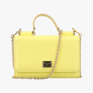 Pre-owned Dolce & Gabbana SICILY Yellow Leather shoulderbag | stylenewstar