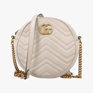 Pre-owned Gucci GG Marmont White Leather 550154 shoulderbag | stylenewstar