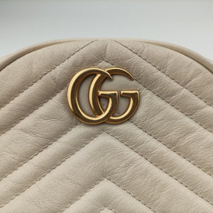 Pre-owned Gucci GG Marmont White Leather 550154 shoulderbag | stylenewstar