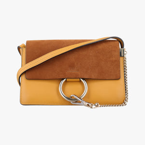 Pre-owned Chloe FAYE Brown × Yellow Suede × leather shoulderbag | stylenewstar