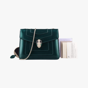 Pre-owned Bvlgari SERPENTI FOREVER Green Patent shoulderbag | stylenewstar