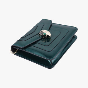 Pre-owned Bvlgari SERPENTI FOREVER Green Patent shoulderbag | stylenewstar
