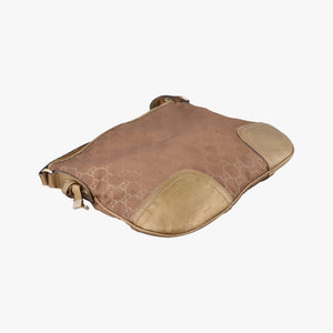 Pre-owned Gucci Princy Golden×Brown canvas×leather 204939 shoulderbag | stylenewstar