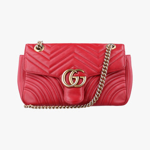 Pre-owned Gucci GG Marmont Red Leather 443497 shoulderbag | stylenewstar