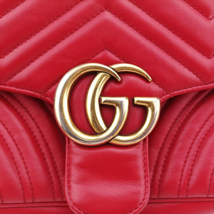 Pre-owned Gucci GG Marmont Red Leather 443497 shoulderbag | stylenewstar