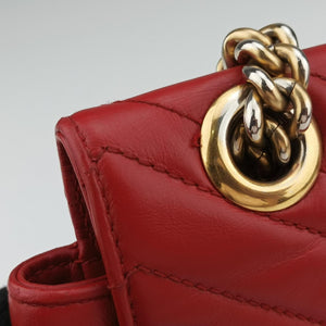 Pre-owned Gucci GG Marmont Red Leather 443497 shoulderbag | stylenewstar