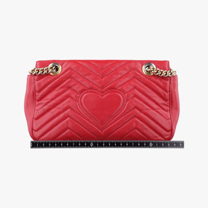 Pre-owned Gucci GG Marmont Red Leather 443497 shoulderbag | stylenewstar