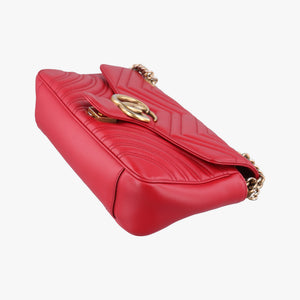 Pre-owned Gucci GG Marmont Red Leather 443497 shoulderbag | stylenewstar
