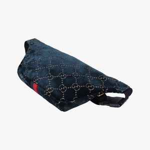 Pre-owned Gucci GG Velvet Blue Tweed × Leather 574968 bum bag/waist bag | stylenewstar