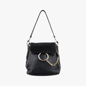 Pre-owned Chloe FAYE Black Leather × suede shoulderbag | stylenewstar