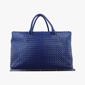 Pre-owned Bottega Veneta Intrecciato Briefcase Blue lambskin handbag | stylenewstar