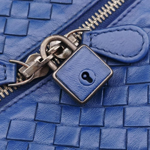 Pre-owned Bottega Veneta Intrecciato Briefcase Blue lambskin handbag | stylenewstar