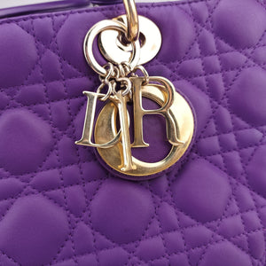 Pre-owned Christian Dior Lady Dior Purple lambskin handbag | stylenewstar