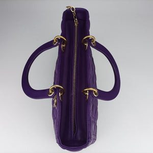 Pre-owned Christian Dior Lady Dior Purple lambskin handbag | stylenewstar