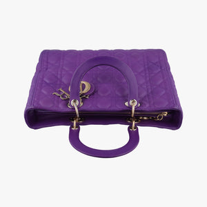 Pre-owned Christian Dior Lady Dior Purple lambskin handbag | stylenewstar