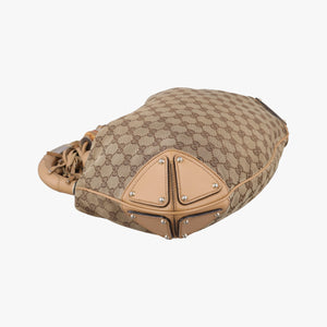 Pre-owned Gucci Indy Babouska Brown canvas 185566 handbag | stylenewstar