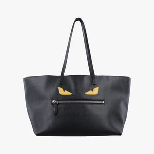 Pre-owned Fendi Hollow Tote Black Leather 8BH185 shoulderbag | stylenewstar