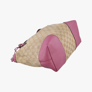 Pre-owned Gucci Guccissima Bree Beige × Raspberry Pink GG canvas×Leather 353120 shoulderbag | stylenewstar