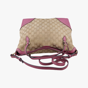 Pre-owned Gucci Guccissima Bree Beige × Raspberry Pink GG canvas×Leather 353120 shoulderbag | stylenewstar