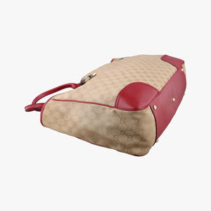 Vintage Gucci GG Supreme Beige × Red GG Canvas×Leather 161719 handbag | stylenewstar