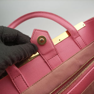Pre-owned Fendi Petite 2 JOURS Black×Pink×Beige Leather 8BR253 shoulderbag | stylenewstar