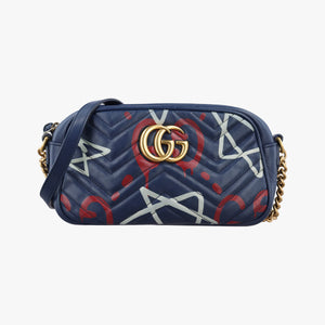 Vintage Gucci GG Marmont Blue Leather 447632 shoulderbag | stylenewstar