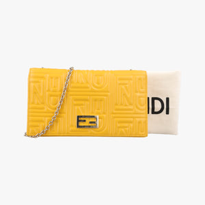 Vintage Fendi Embossed Logo Yellow lambskin 3M9219 shoulderbag | stylenewstar
