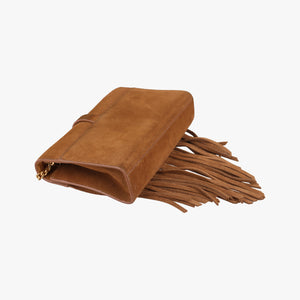 Pre-owned Yves Saint Laurent MONOGRAM fringe Brown suede 381668 shoulderbag | stylenewstar