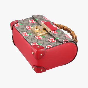 Pre-owned Gucci GG flora Padlock Bamboo beige×red×multi PVC coated canvas×Leather 603221 shoulderbag | stylenewstar
