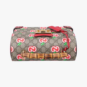 Pre-owned Gucci GG flora Padlock Bamboo beige×red×multi PVC coated canvas×Leather 603221 shoulderbag | stylenewstar