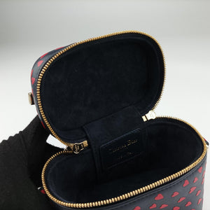 Pre-owned Christian Dior Micro Lady Dior Vanity Case Black×red Leather shoulderbag | stylenewstar