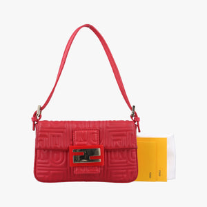Pre-owned Fendi BAGUETTE Red Leather 8BK060 handbag | stylenewstar