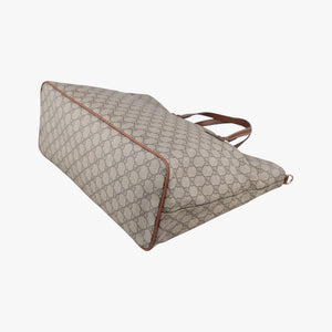 Pre-owned Gucci GG Supreme Brown × Beige PVC coated canvas×Leather 453705 shoulderbag | stylenewstar