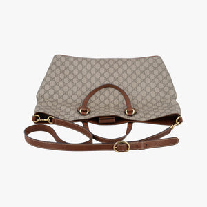 Pre-owned Gucci GG Supreme Brown × Beige PVC coated canvas×Leather 453705 shoulderbag | stylenewstar