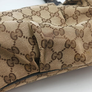 Pre-owned Gucci Sukey Beige × Dark Brown canvas×leather 247902 handbag | stylenewstar