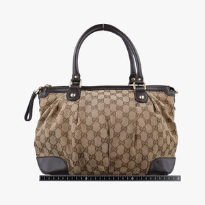 Pre-owned Gucci Sukey Beige × Dark Brown canvas×leather 247902 handbag | stylenewstar
