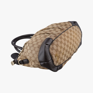 Pre-owned Gucci Sukey Beige × Dark Brown canvas×leather 247902 handbag | stylenewstar