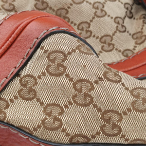 Pre-owned Gucci GG Running Beige×orange canvas×leather 247185 shoulderbag | stylenewstar