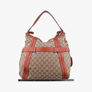 Pre-owned Gucci GG Running Beige×orange canvas×leather 247185 shoulderbag | stylenewstar