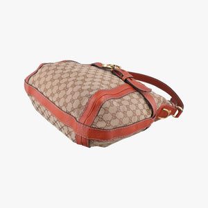 Pre-owned Gucci GG Running Beige×orange canvas×leather 247185 shoulderbag | stylenewstar