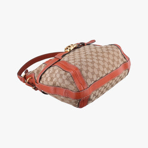 Pre-owned Gucci GG Running Beige×orange canvas×leather 247185 shoulderbag | stylenewstar