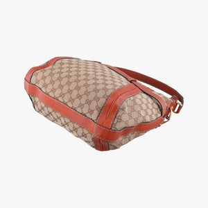 Pre-owned Gucci GG Running Beige×orange canvas×leather 247185 shoulderbag | stylenewstar
