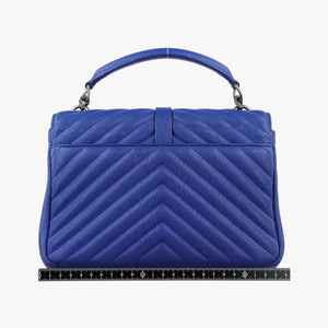 Pre-owned Yves Saint Laurent COLLEGE Blue Leather 428056 shoulderbag | stylenewstar