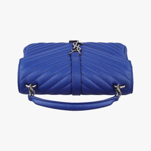 Pre-owned Yves Saint Laurent COLLEGE Blue Leather 428056 shoulderbag | stylenewstar