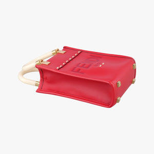 Pre-owned Fendi SUNSHINE SHOPPER Red Leather 8BS051 shoulderbag | stylenewstar