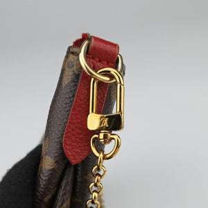 Pre-owned Louis Vuitton PALLAS Clutch brown×CERISE Monogram Canvas×calf leather M41638 shoulderbag | stylenewstar