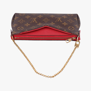 Pre-owned Louis Vuitton PALLAS Clutch brown×CERISE Monogram Canvas×calf leather M41638 shoulderbag | stylenewstar