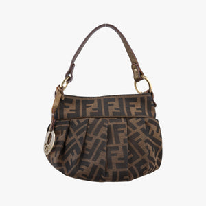 Pre-owned Fendi Mini Chef Brown jacquard 8BK044 shoulderbag | stylenewstar
